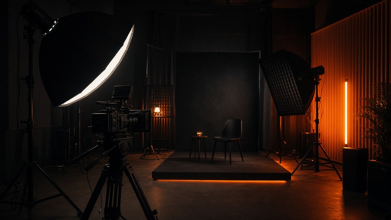 Content production workspace used for branding and video projects